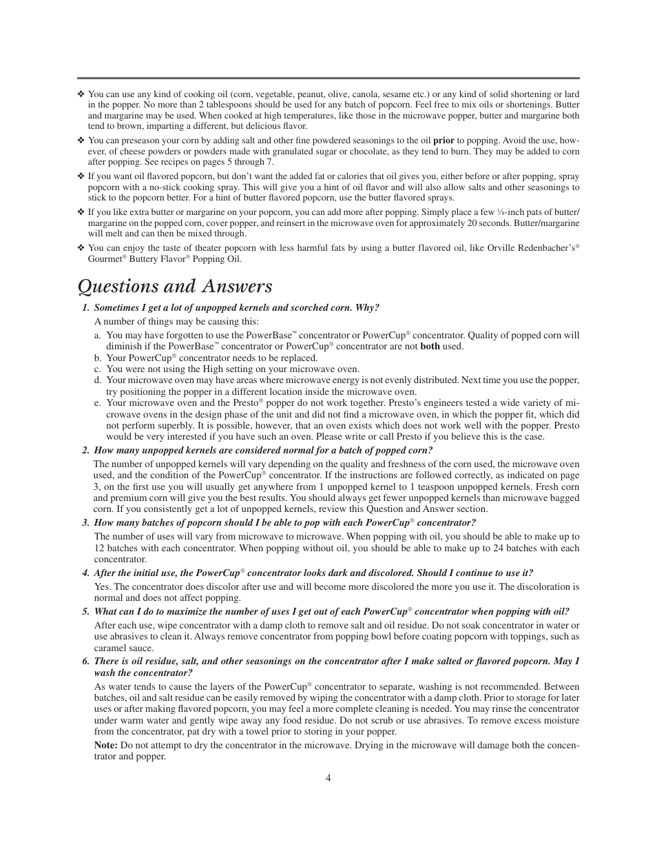 Questions and answers | Presto multi-poppe User Manual | Page 4 / 8