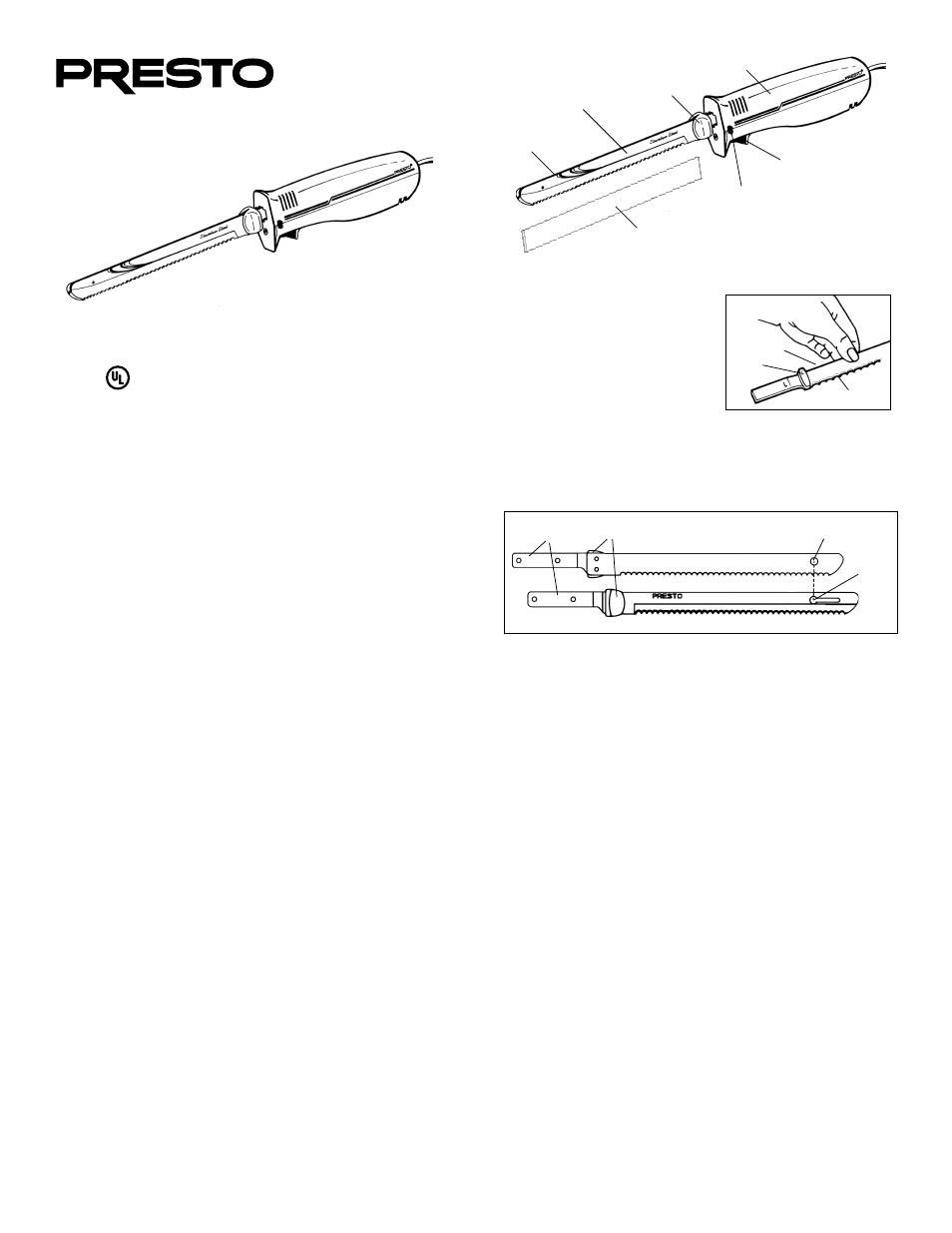 Presto Electric Knife User Manual | 2 pages
