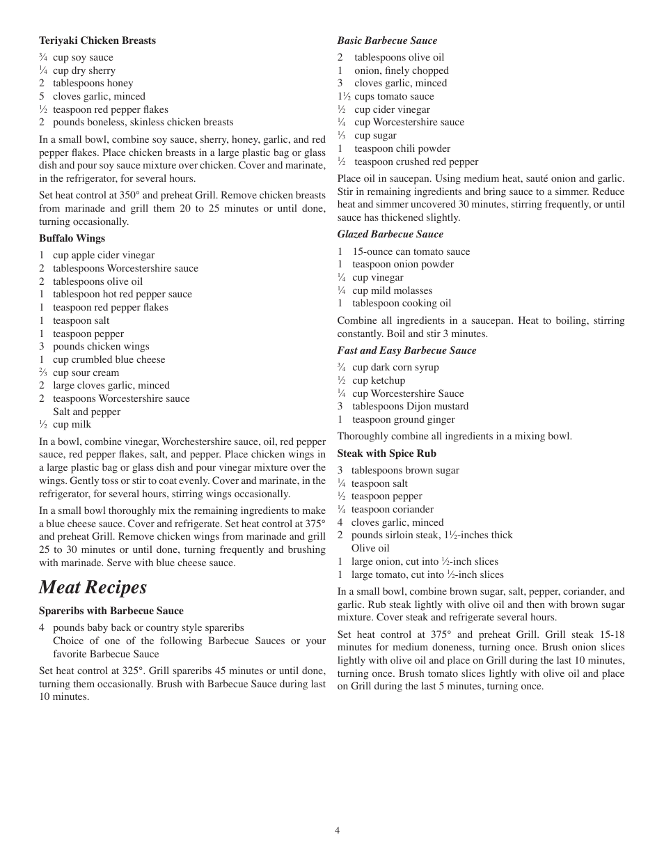 Meat recipes | Presto Grill-n-Lite Indoor Electric Grill User Manual | Page 4 / 5