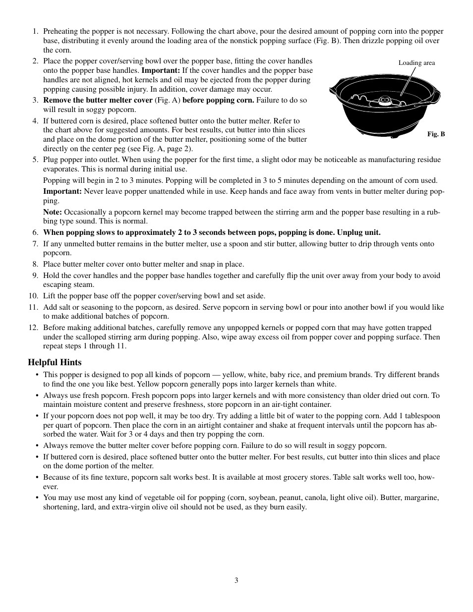 Presto Corn Popper User Manual | Page 3 / 6