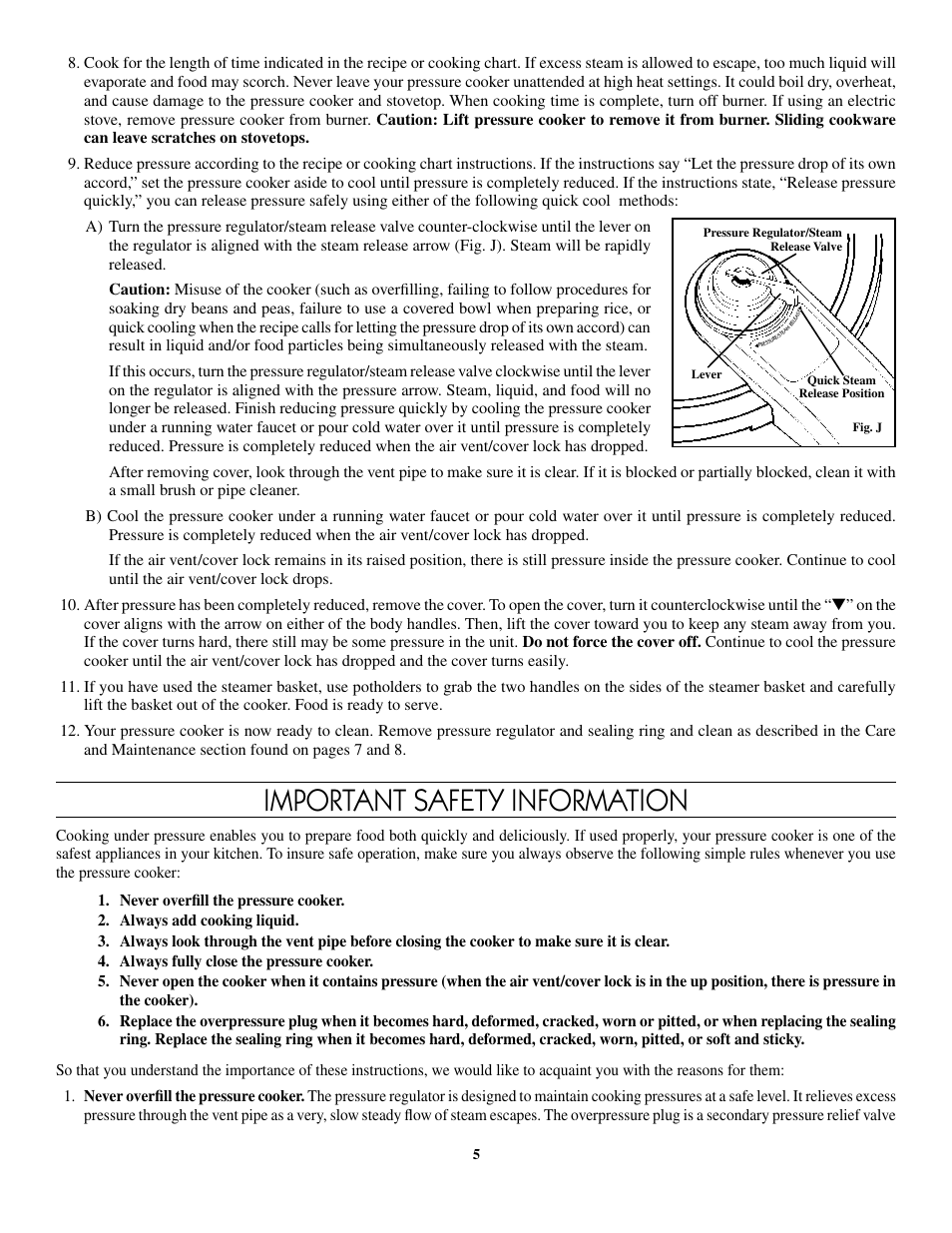 Important safety information | Presto 8-Quart Stainless Steel Pressure Cooker User Manual | Page 5 / 43