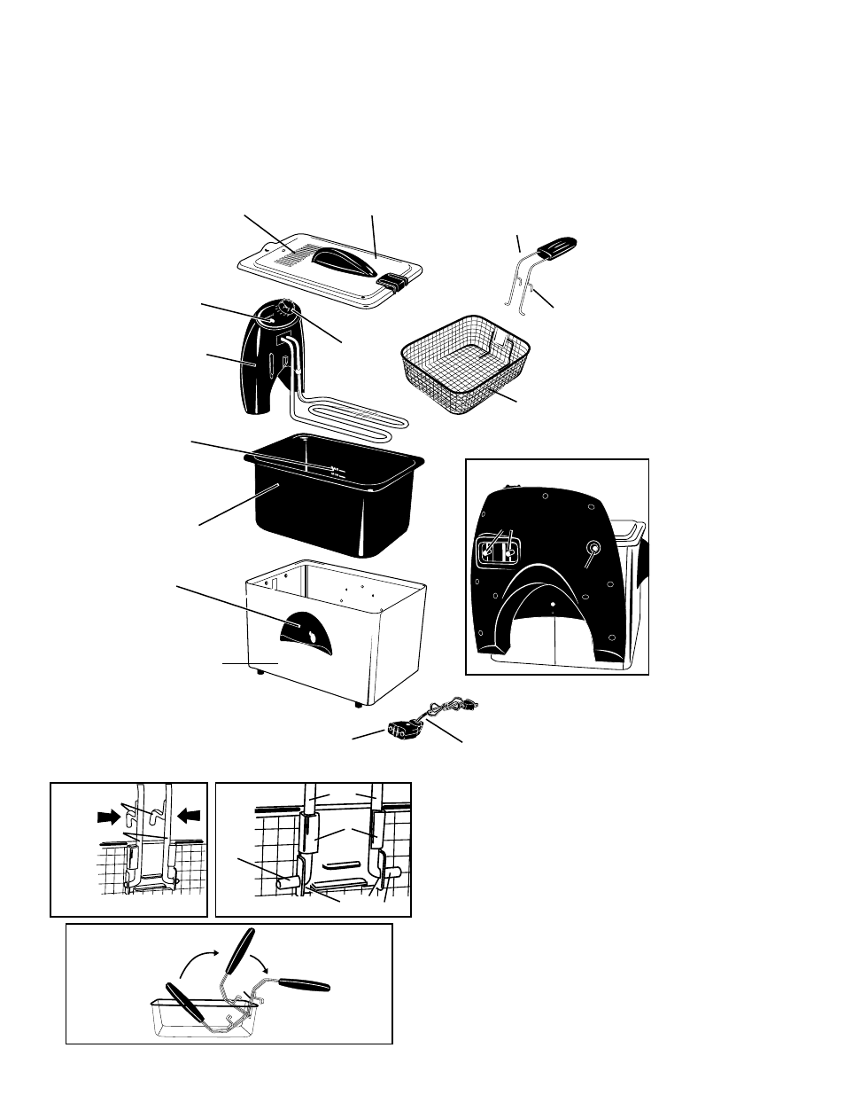 Basket handle assembly/storage, Fig. a, Magnetic cord assembly fryer cover | Base, Frying basket removable pot, Control assembly | Presto ProFry User Manual | Page 2 / 6
