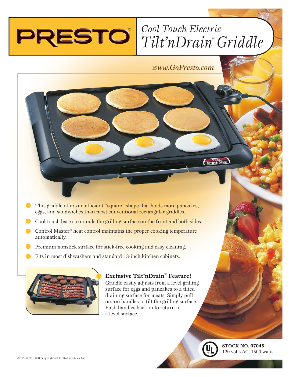 Presto Tilt'n Drain 07045 User Manual | 1 page