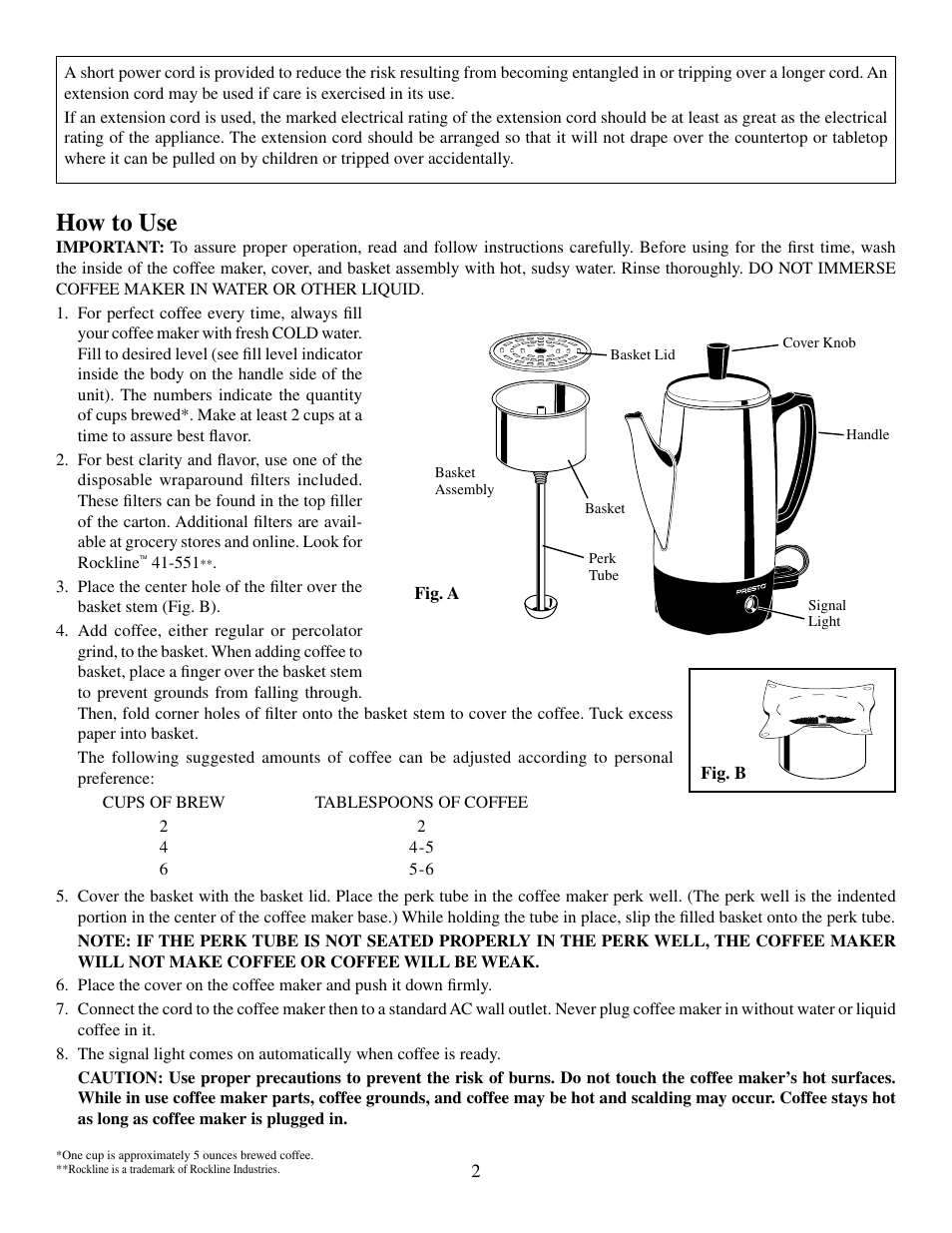 How to use | Presto Coffeemaker User Manual | Page 2 / 3