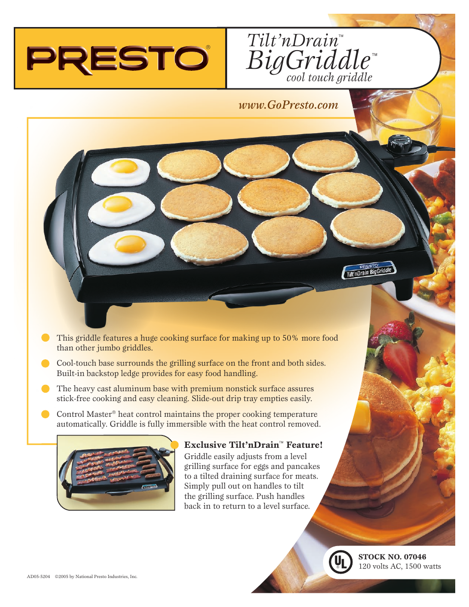 Presto 07046 User Manual | 1 page