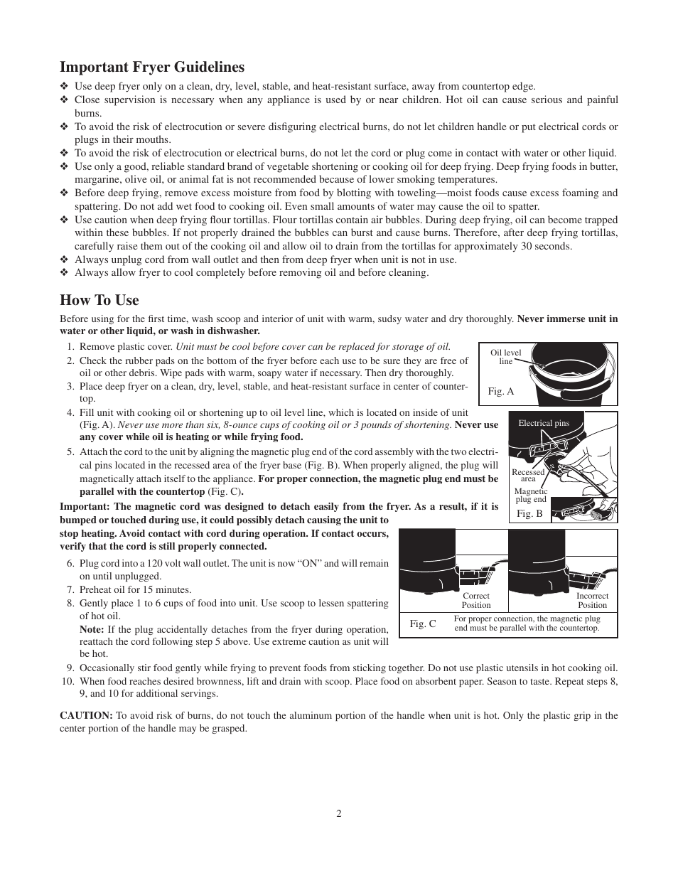 Important fryer guidelines, How to use | Presto GranPappy User Manual | Page 2 / 4