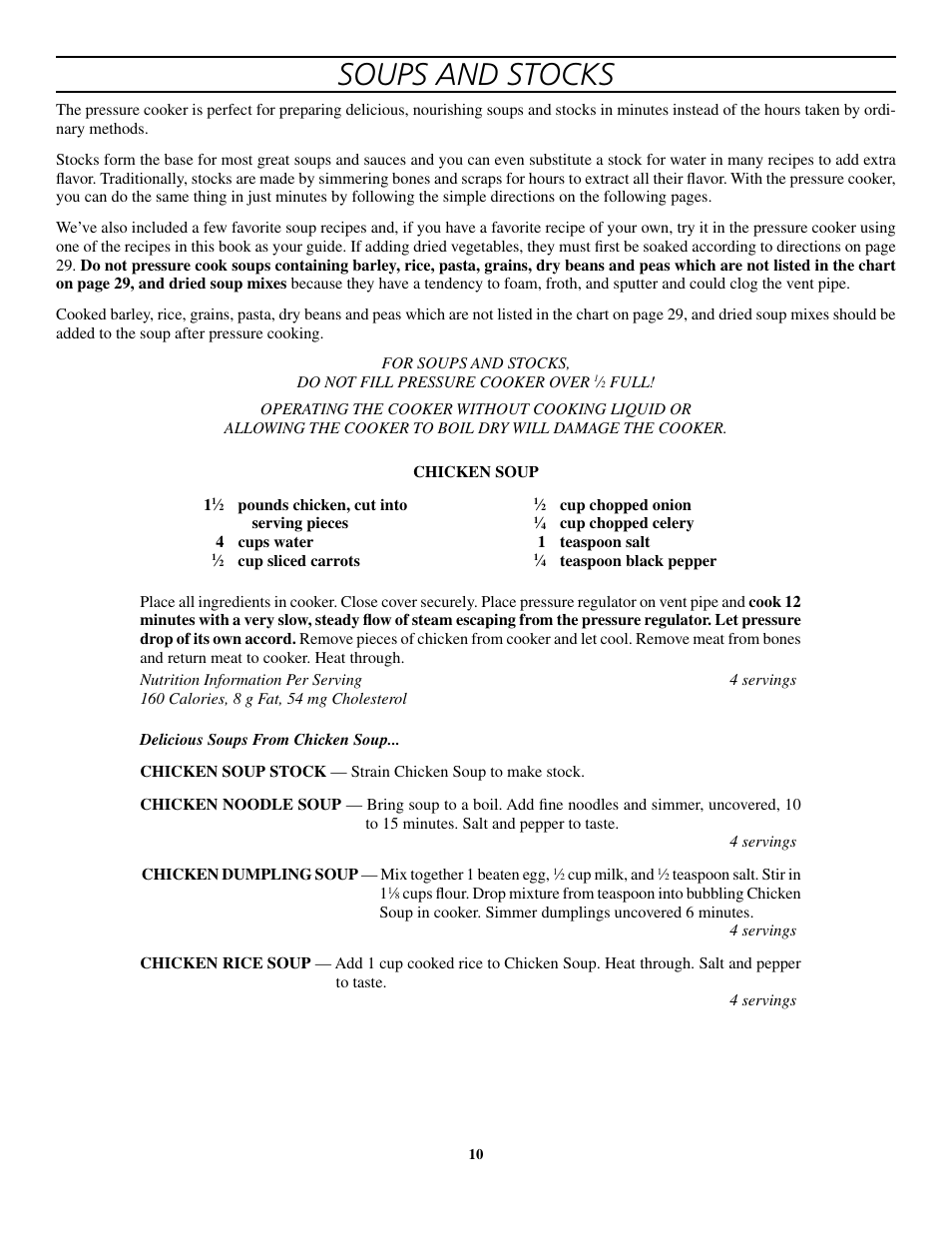 Soups and stocks | Presto 8-Quart Stainless Steel Pressure Cooker and Canner User Manual | Page 10 / 38