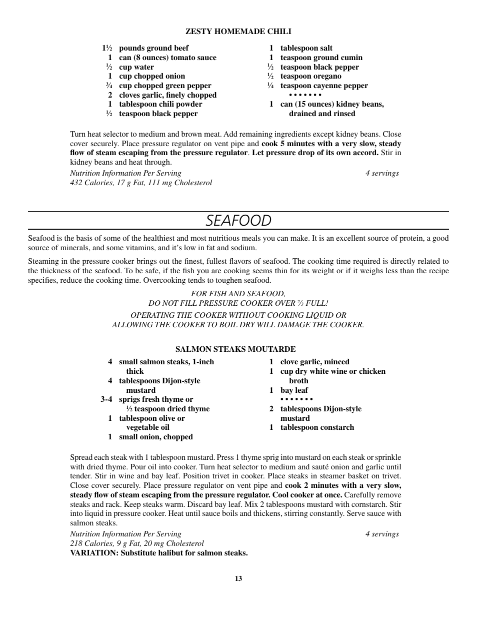 Seafood | Presto 8-Quart Stainless Steel Pressure Cooker and Canner User Manual | Page 13 / 38