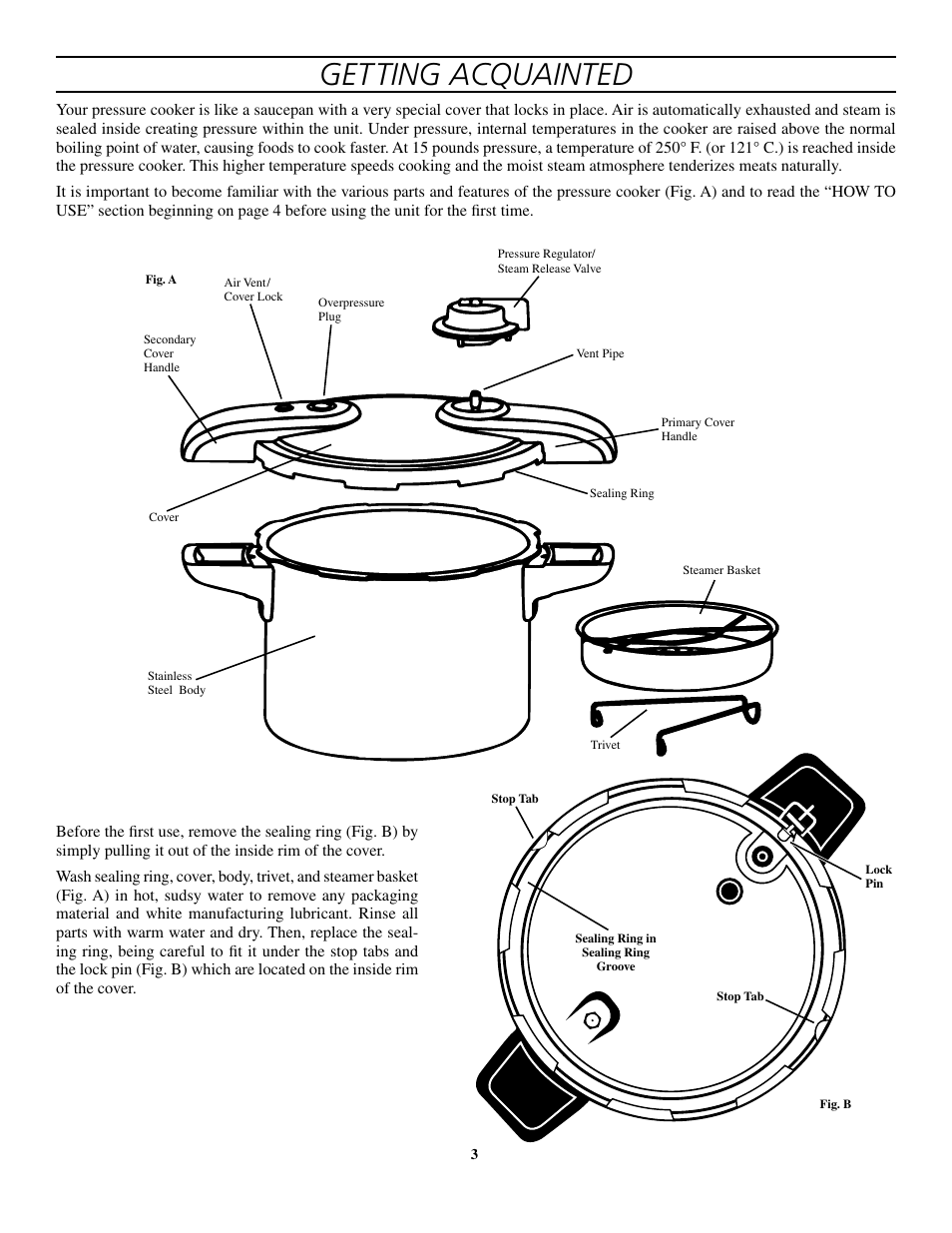 Getting acquainted | Presto 8-Quart Stainless Steel Pressure Cooker and Canner User Manual | Page 3 / 38