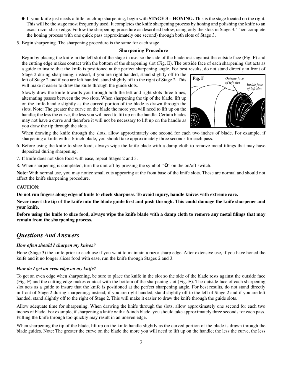 Questions and answers | Presto Electric Knife Sharpener User Manual | Page 3 / 5