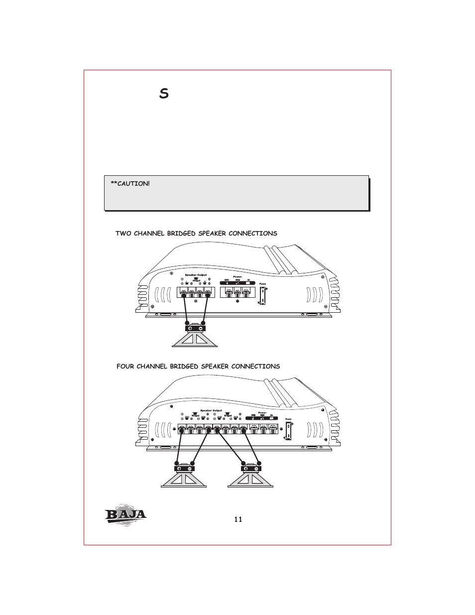 Вк 12, Peaker connections (bridged) | Profile Baja BA400 User Manual | Page 12 / 19