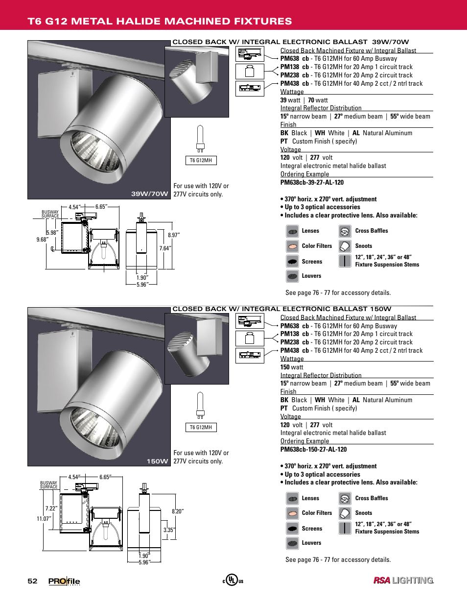 T6 g12 metal halide machined fixtures | Profile Machined Aluminum Fixtures User Manual | Page 23 / 24