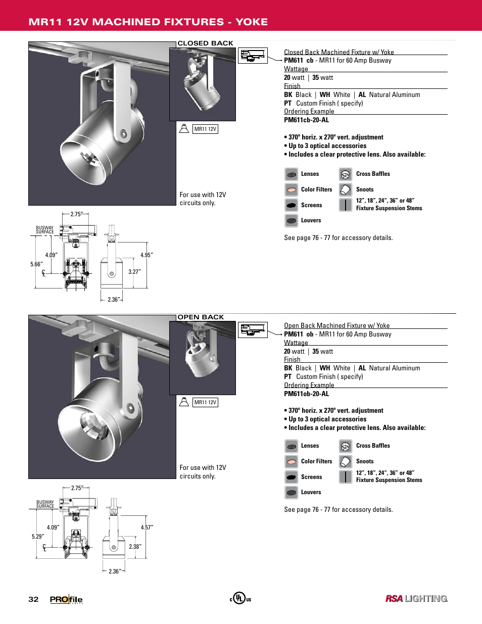 Mr11 12v machined fixtures - yoke | Profile Machined Aluminum Fixtures User Manual | Page 3 / 24