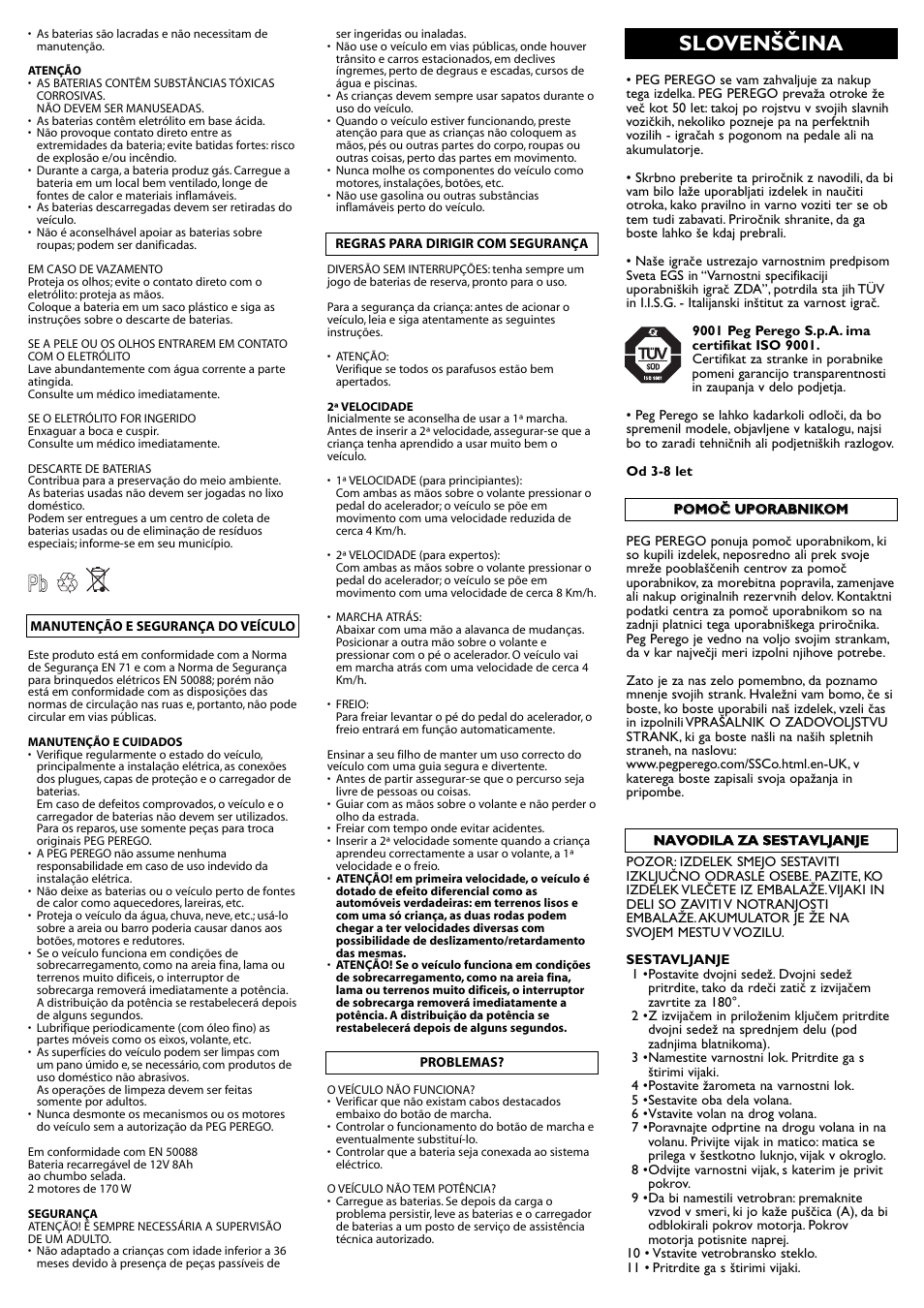 Slovenščina | Peg-Perego SPORT RALLY IGOD0038 User Manual | Page 14 / 32