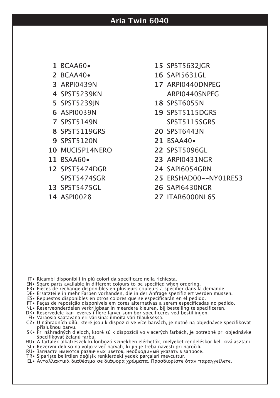 Aria twin 6040 | Peg-Perego Aria Twin 60-40 FI000703I85 User Manual | Page 9 / 52