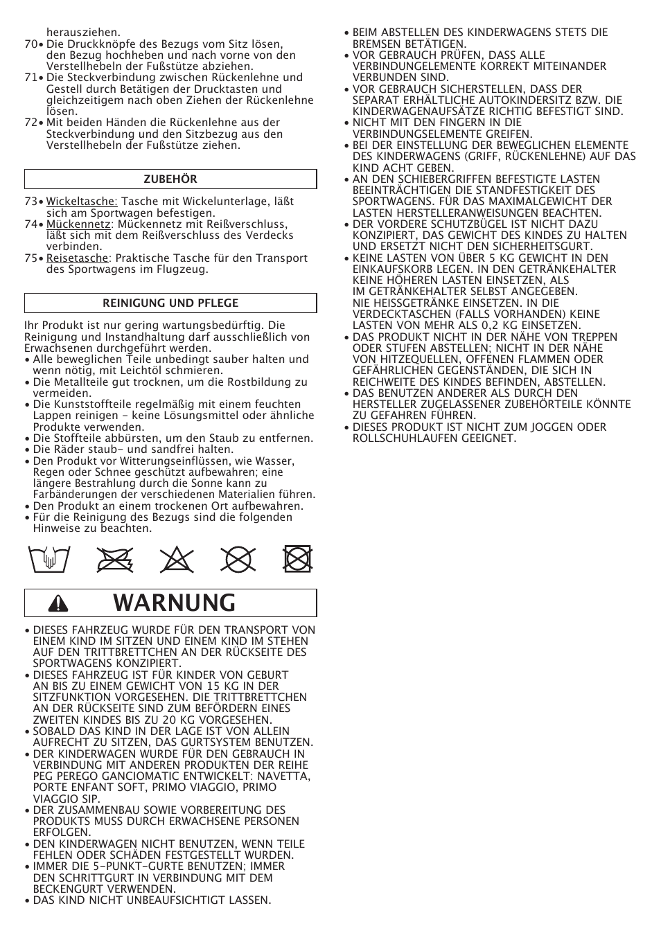 Warnung | Peg-Perego Pliko P3 Naked User Manual | Page 32 / 80