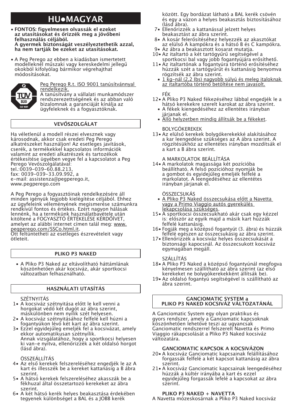 Hu•magyar | Peg-Perego Pliko P3 Naked User Manual | Page 59 / 80