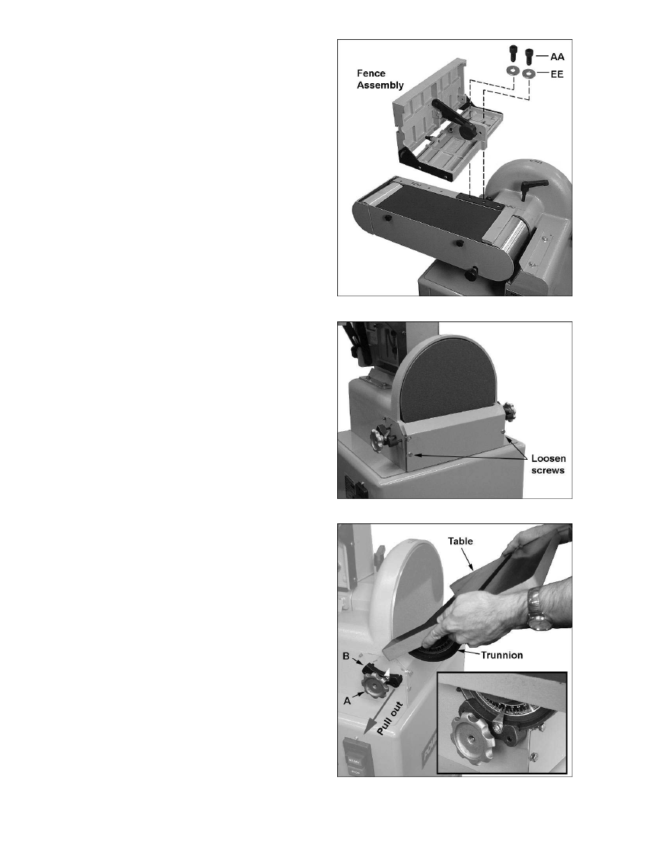 Installing abrasive disc, Installing table | Powermatic 1791291K User Manual | Page 12 / 32