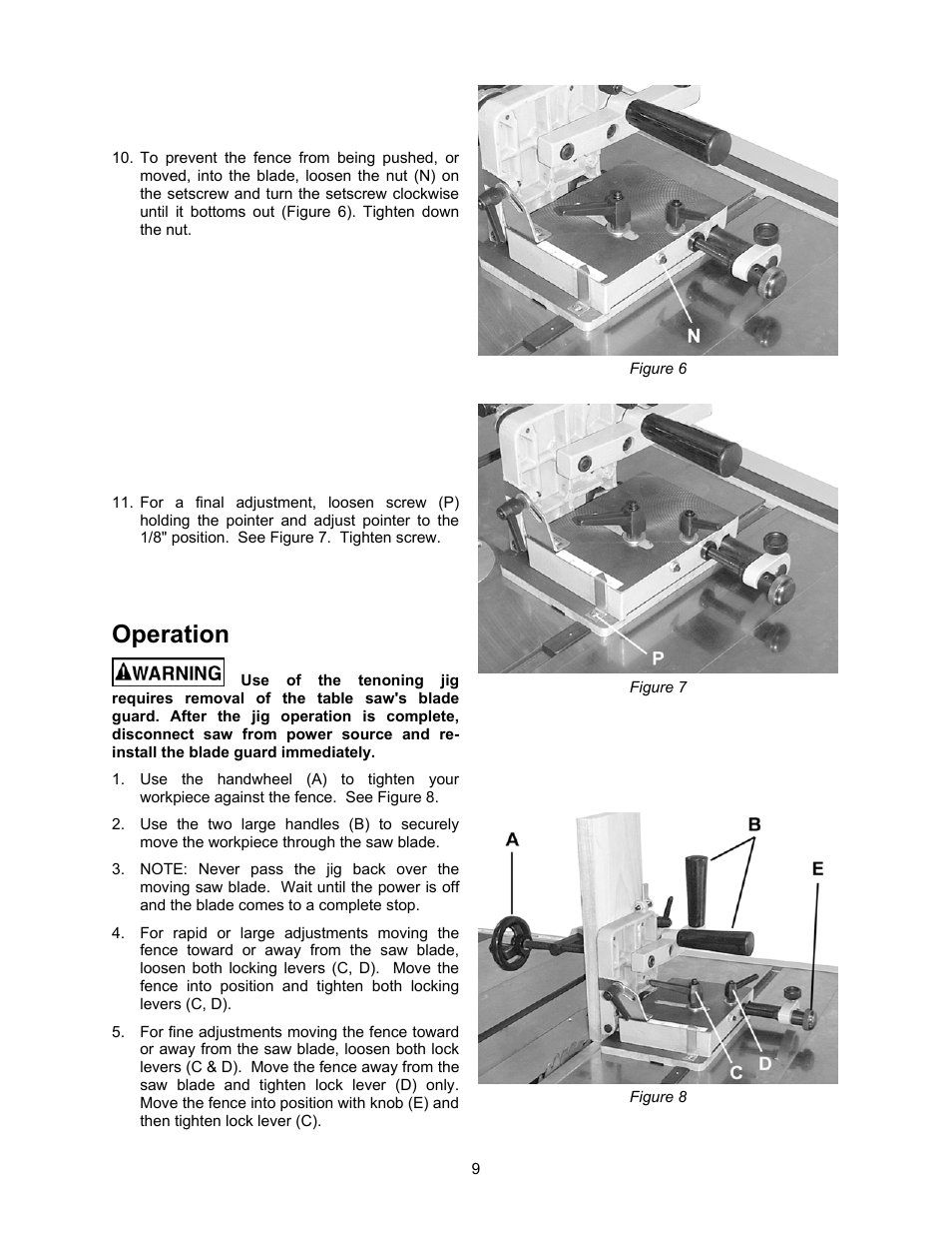 Operation | Powermatic JTG-10Q User Manual | Page 9 / 12
