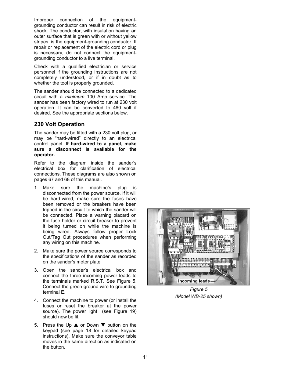 230 volt operation | Powermatic WB-25 User Manual | Page 11 / 68