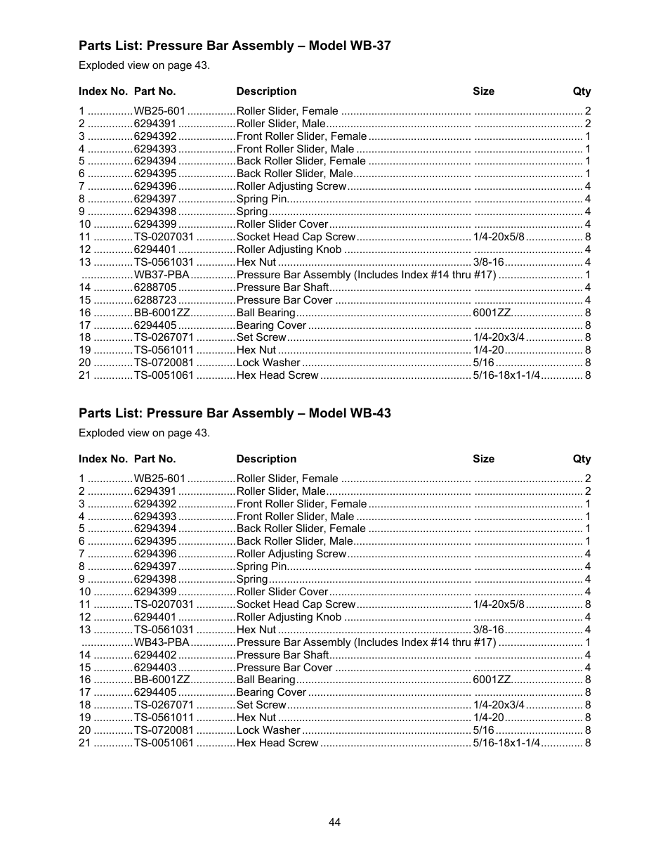 Powermatic WB-25 User Manual | Page 44 / 68