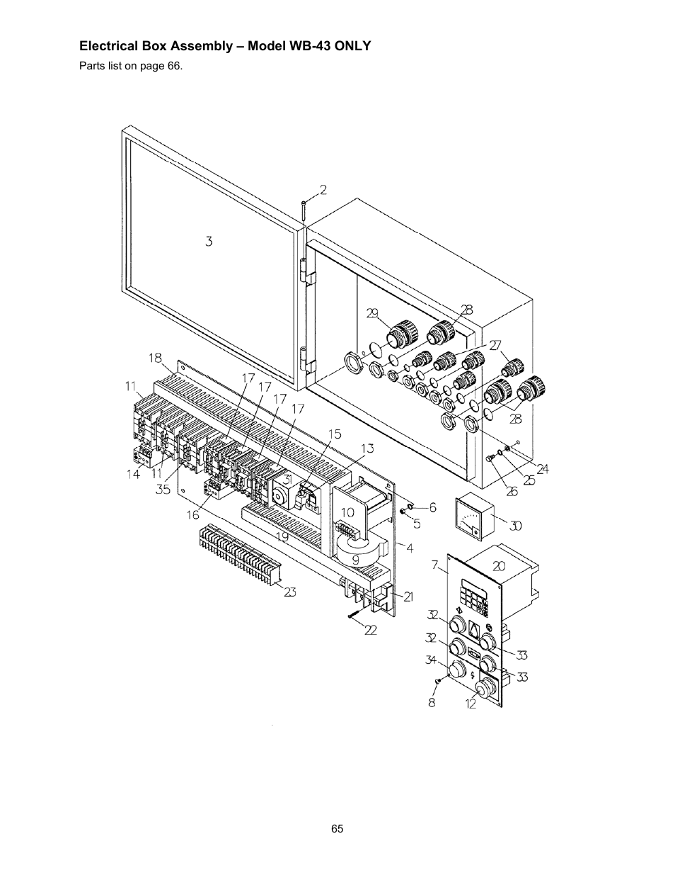 Electrical box assembly – model wb-43 only | Powermatic WB-25 User Manual | Page 65 / 68