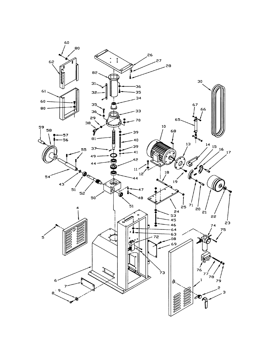 Base & table adjust assembly | Powermatic 1632 User Manual | Page 21 / 28