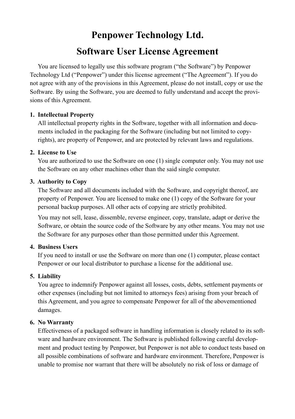 Software user license agreement | Penpower WorldCard duet User Manual | Page 3 / 82