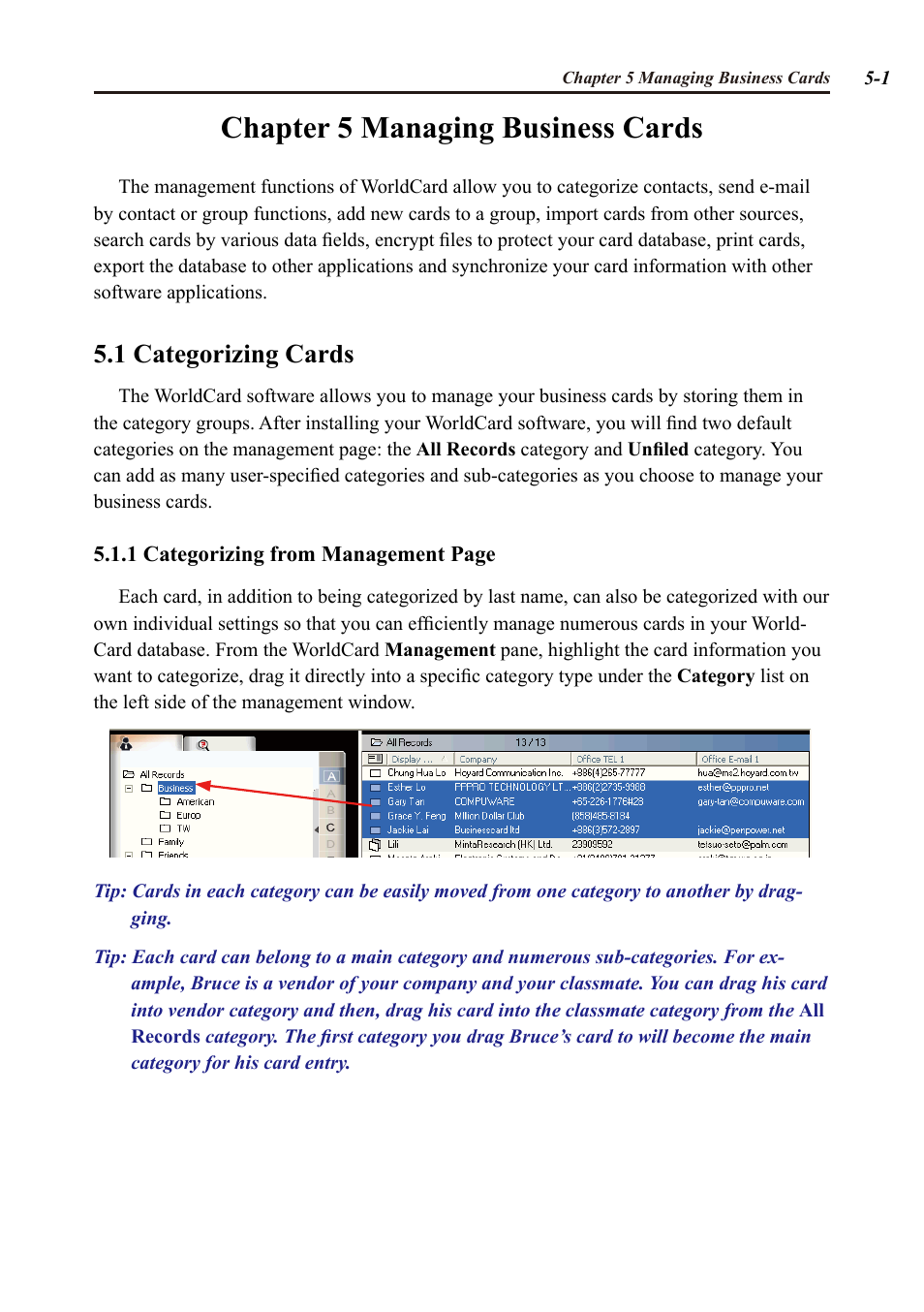 Chapter 5 managing business cards, 1 categorizing cards | Penpower WorldCard duet User Manual | Page 37 / 82