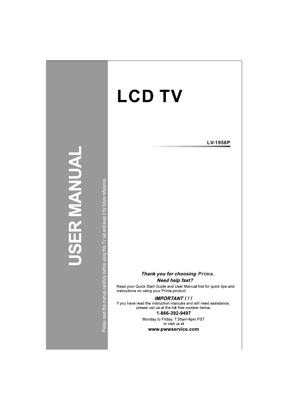 Prima LV-1958P User Manual | 70 pages