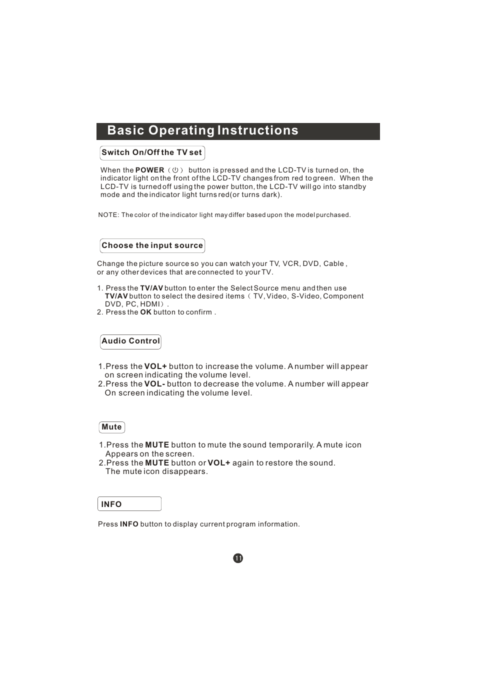 Basic operating instructions | Prima LV-1958P User Manual | Page 16 / 70