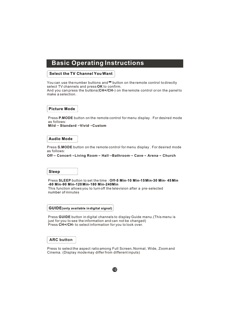 Basic operating instructions | Prima LV-1958P User Manual | Page 17 / 70