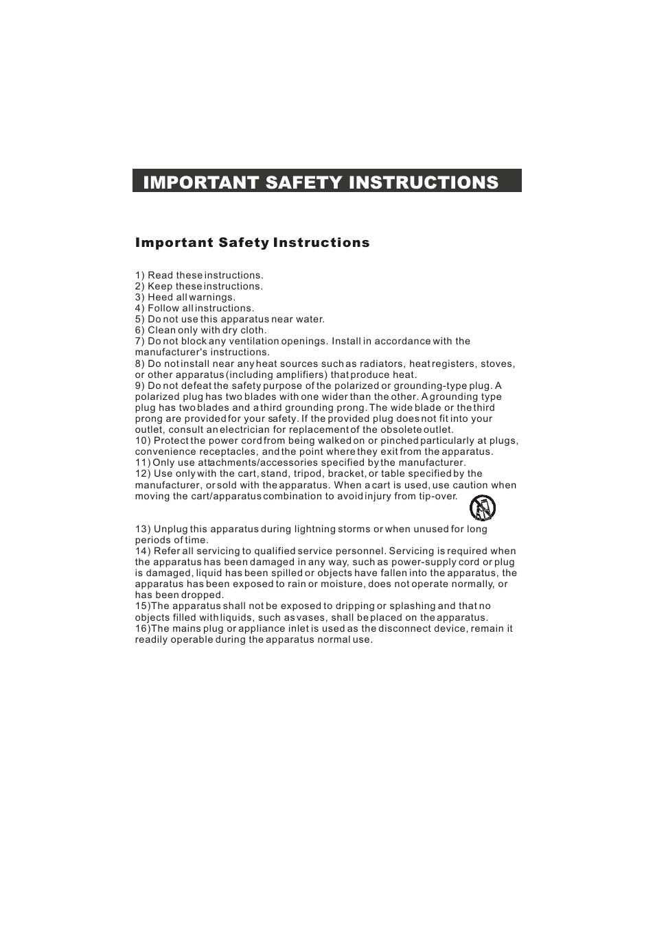 Important safety instructions | Prima LV-1958P User Manual | Page 3 / 70
