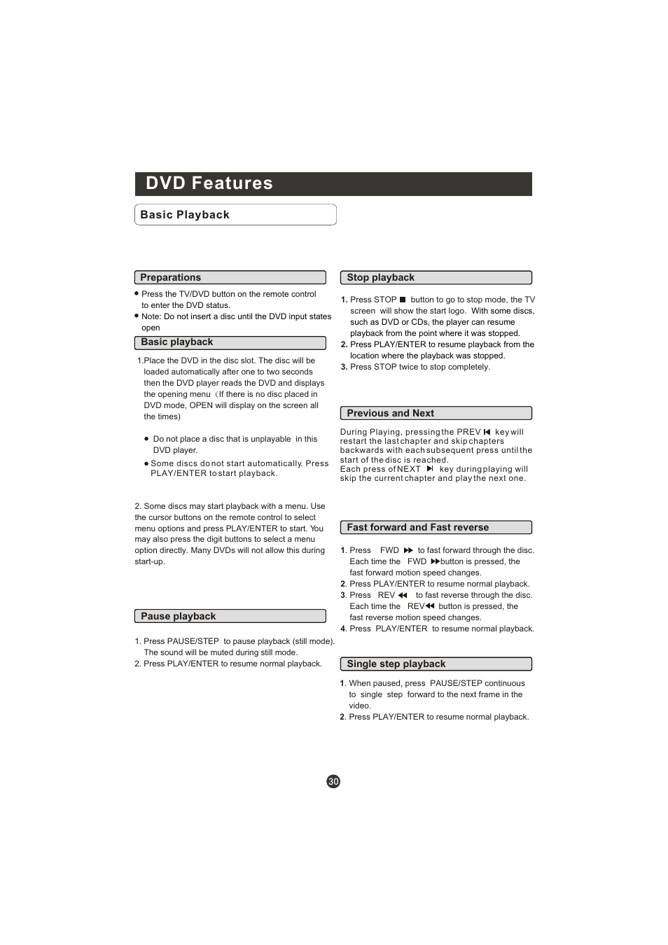 Dvd features | Prima LV-1958P User Manual | Page 35 / 70