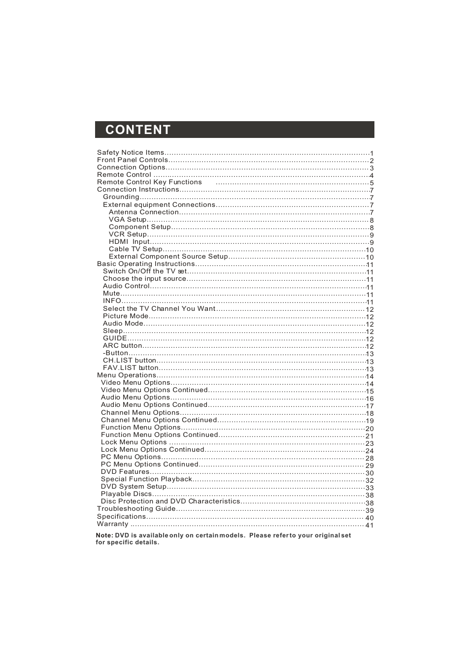 Content | Prima LV-1958P User Manual | Page 5 / 70