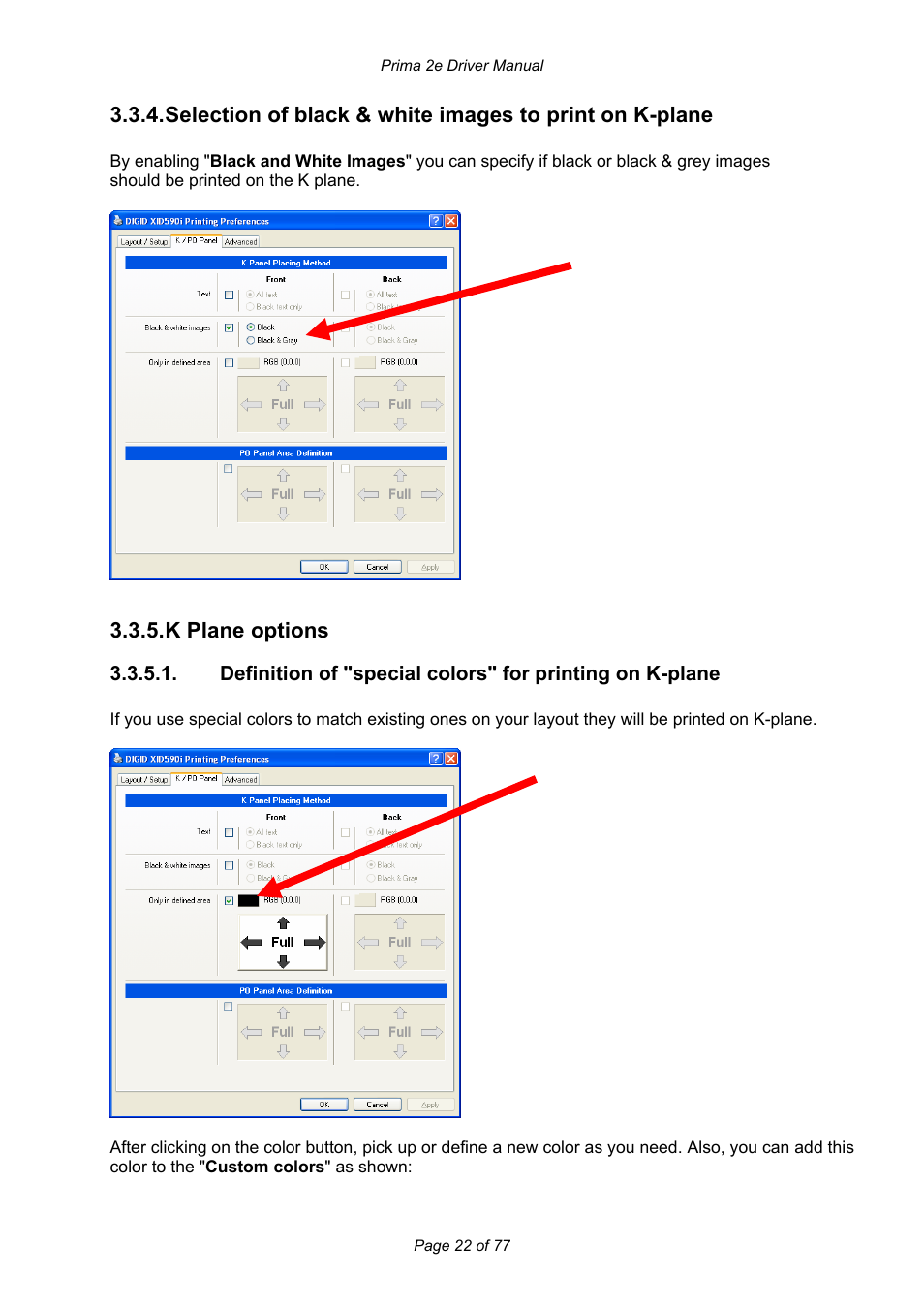 K plane options | Prima MAGICARD 2e User Manual | Page 22 / 77