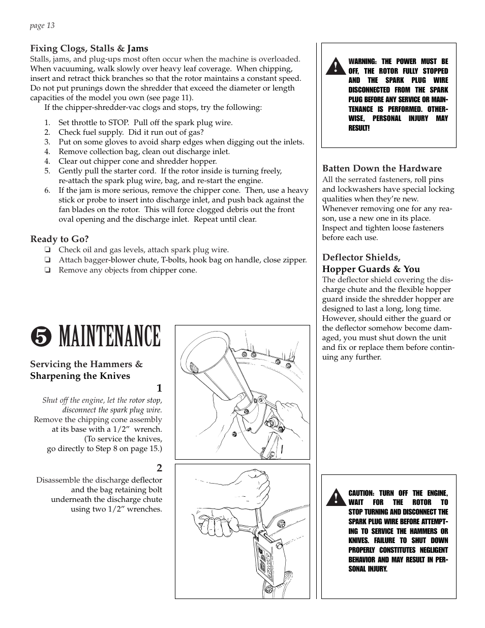 Maintenance | Patriot Products 10F-CSV User Manual | Page 13 / 21