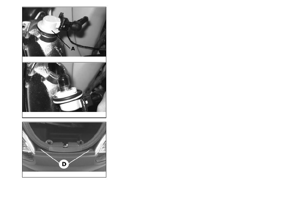 Front direction indicators, Rear optical unit | Piaggio 250 i.e. User Manual | Page 70 / 100