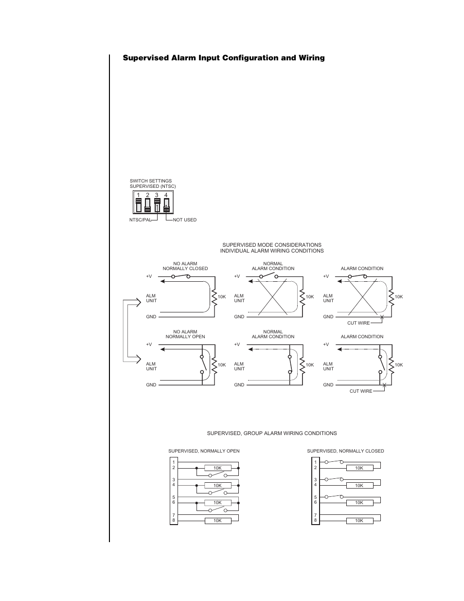 Supervised alarm input configuration and wiring | Pelco DX2000 User Manual | Page 21 / 114