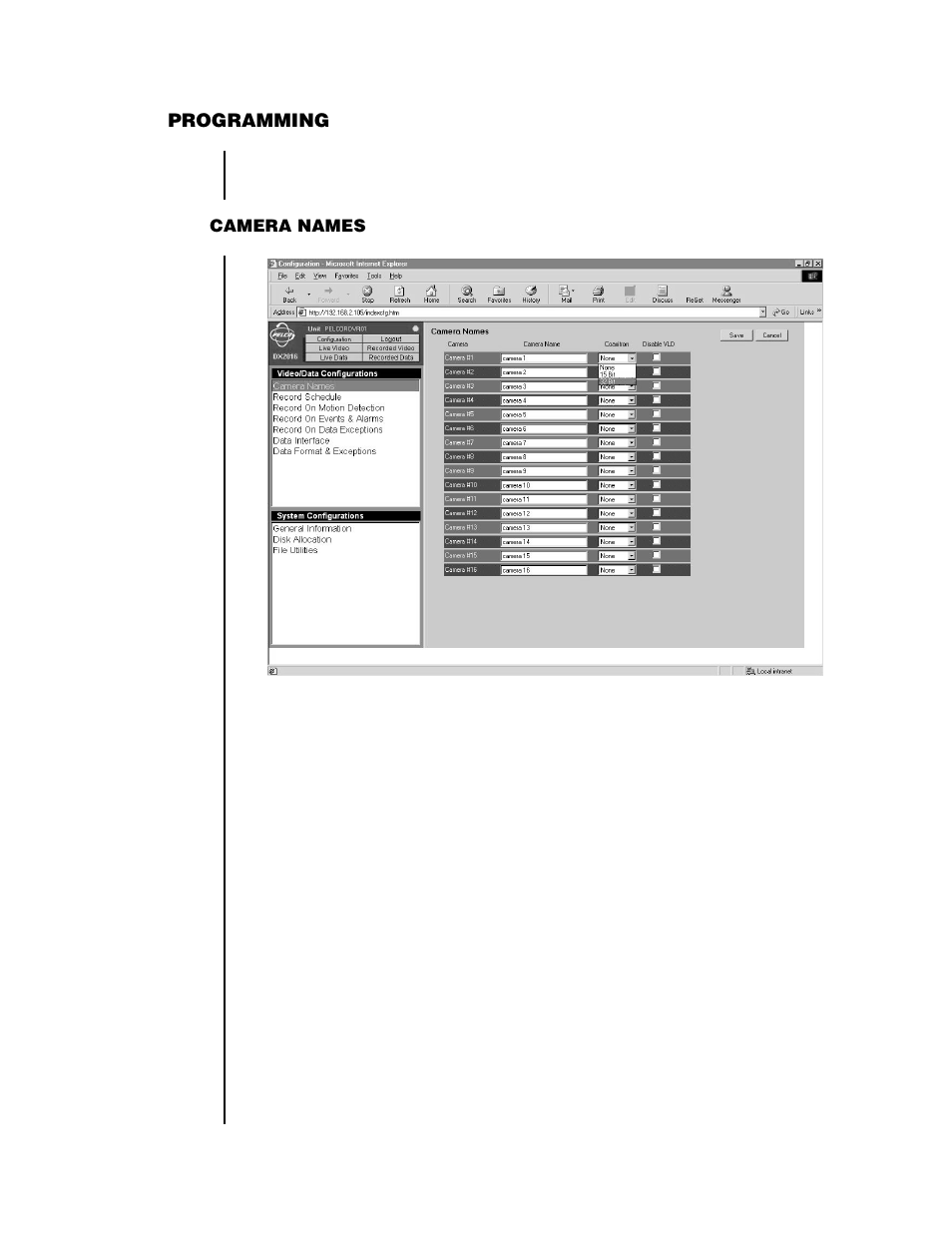 Programming | Pelco DX2000 User Manual | Page 31 / 114