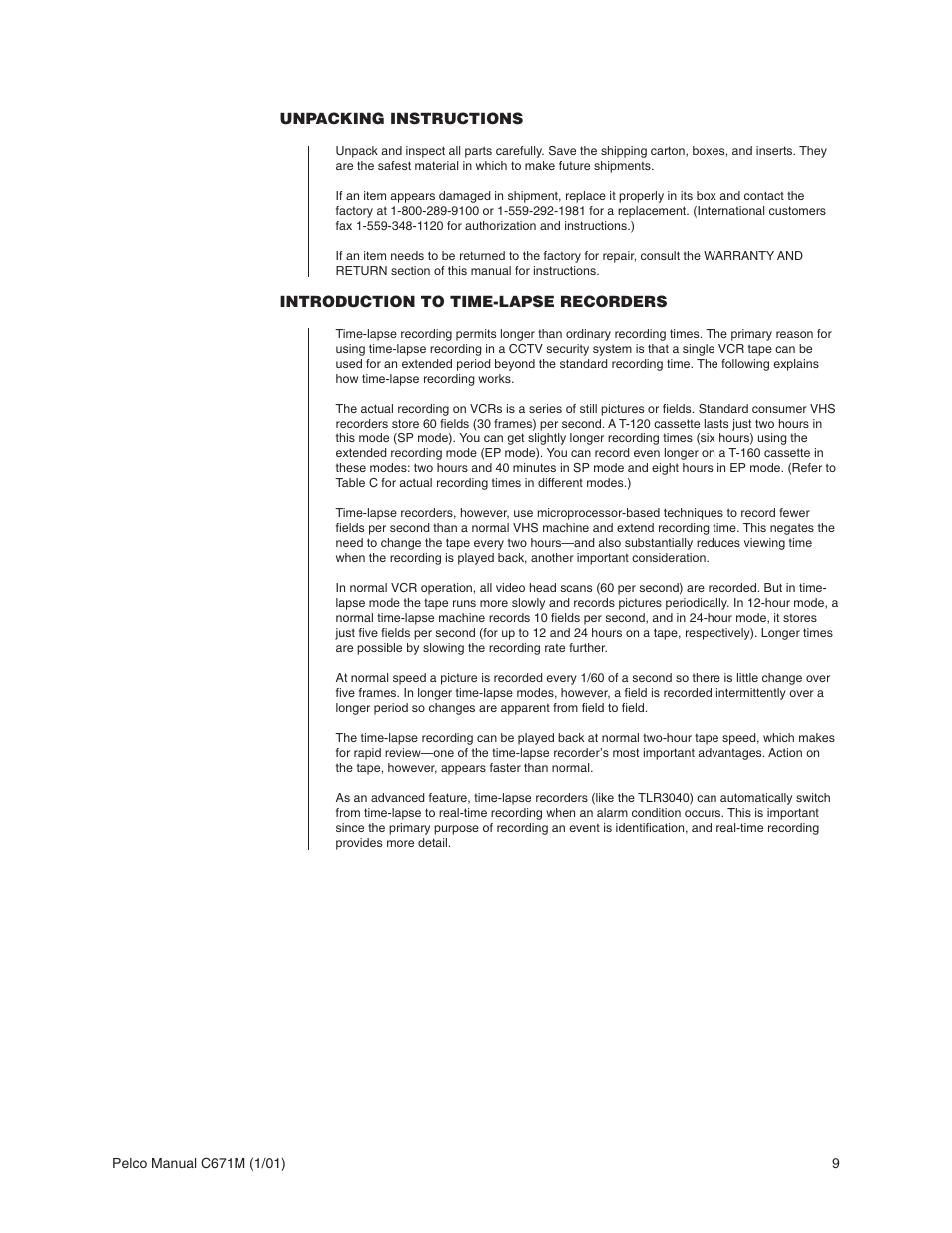Pelco TLR3040 User Manual | Page 9 / 58