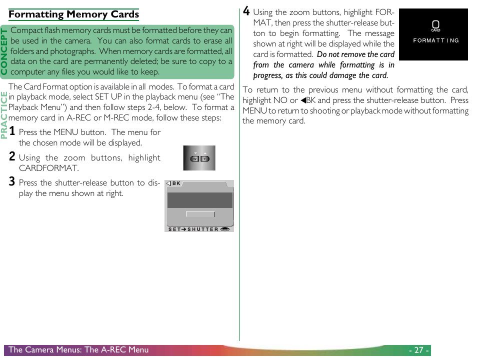Formatting memory cards | Proxima ASA COOLPIX 950 User Manual | Page 27 / 56