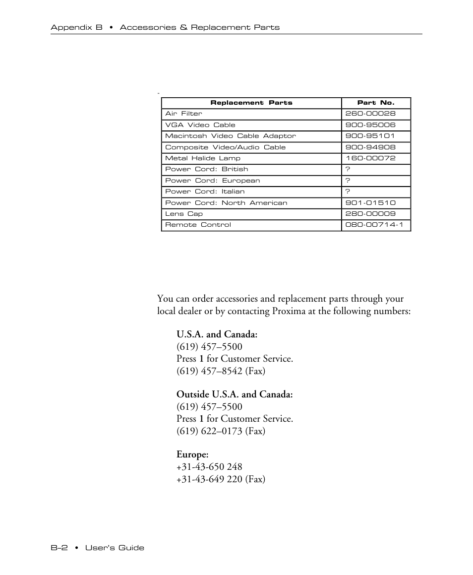 Proxima ASA DP5100 User Manual | Page 46 / 49