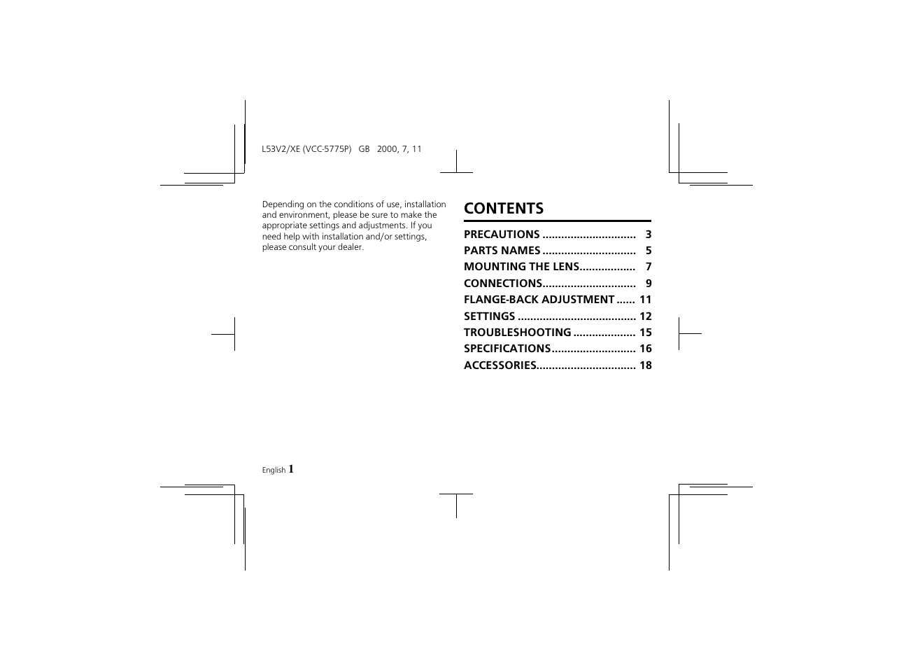 Proxima ASA Colour CCD Camera VCC-5775P User Manual | Page 2 / 20