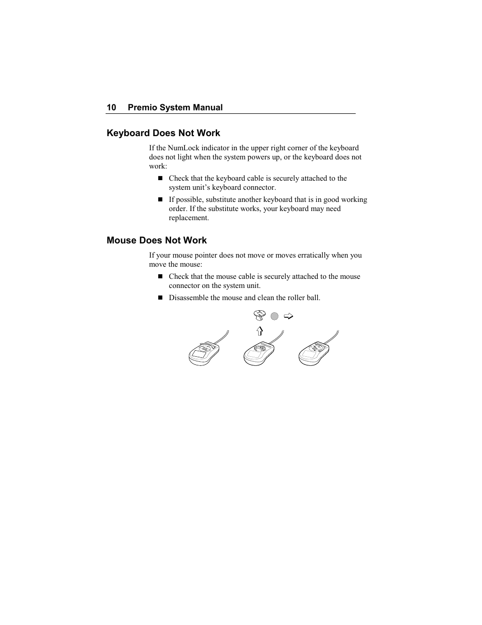 Keyboard does not work, Mouse does not work | Premio Computer Aries/Centella User Manual | Page 15 / 131