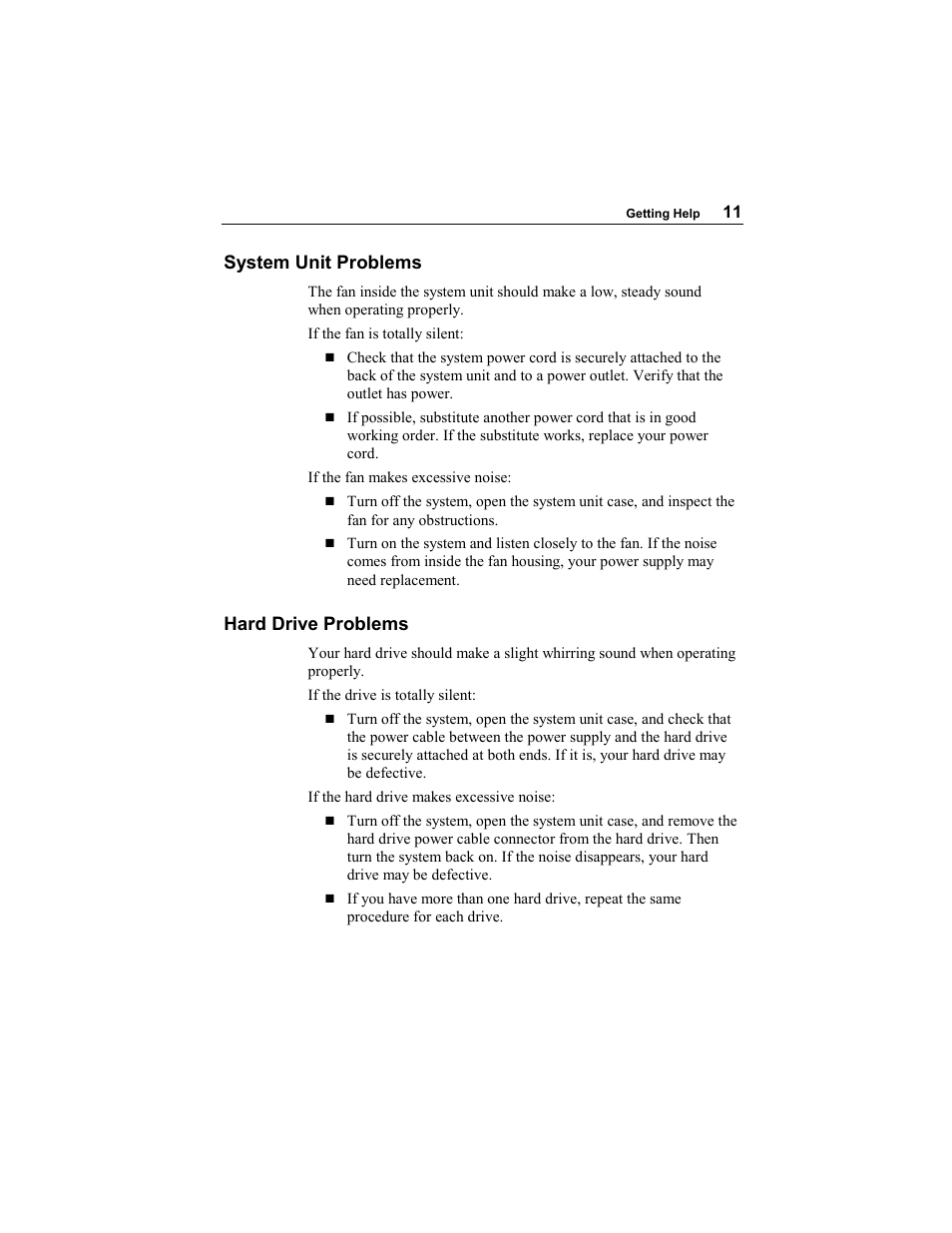 System unit problems, Hard drive problems | Premio Computer Aries/Centella User Manual | Page 16 / 131
