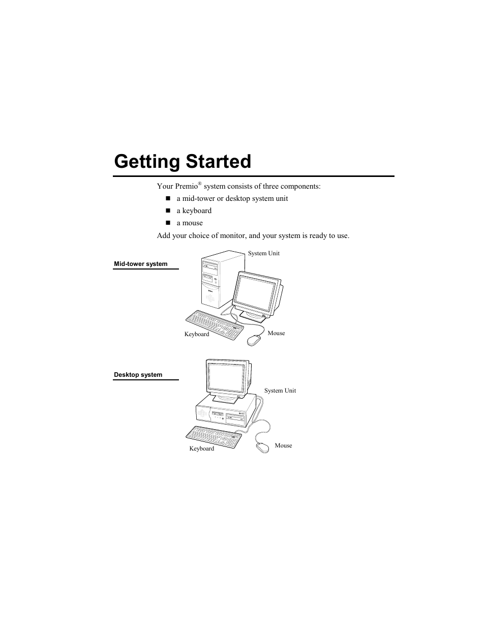 Getting started | Premio Computer Aries/Centella User Manual | Page 6 / 131