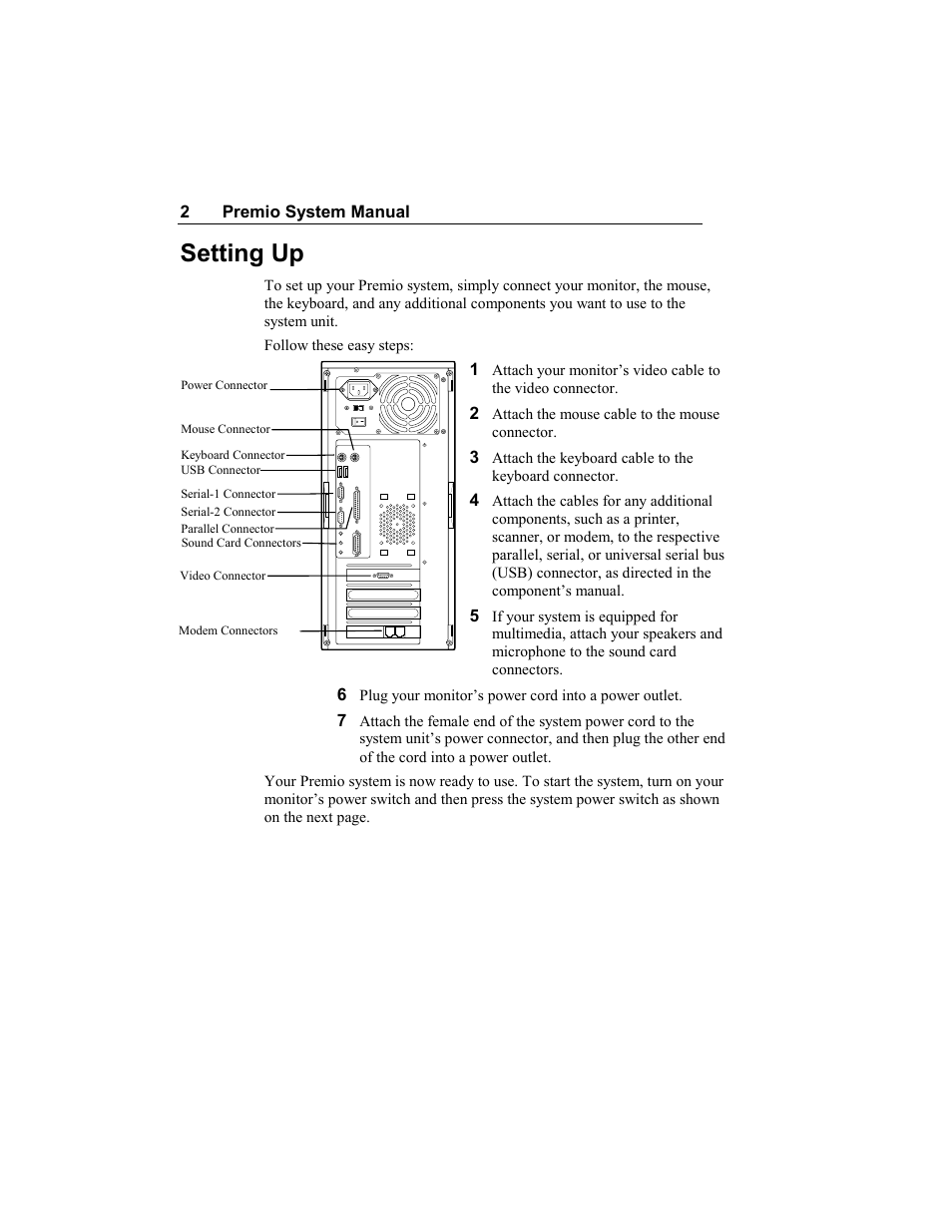 Setting up | Premio Computer Aries/Centella User Manual | Page 7 / 131