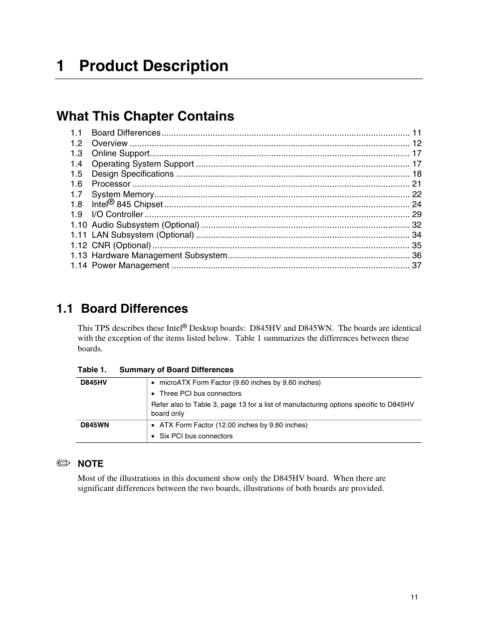 1 product description, 1 board differences, 1product description | What this chapter contains | Premio Computer Apollo/Shadowhawk User Manual | Page 34 / 153