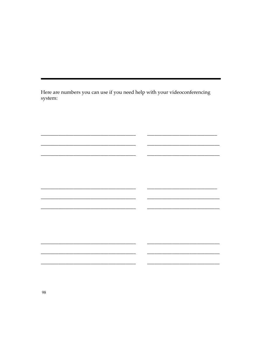 Help numbers | PictureTel 4500 User Manual | Page 104 / 114